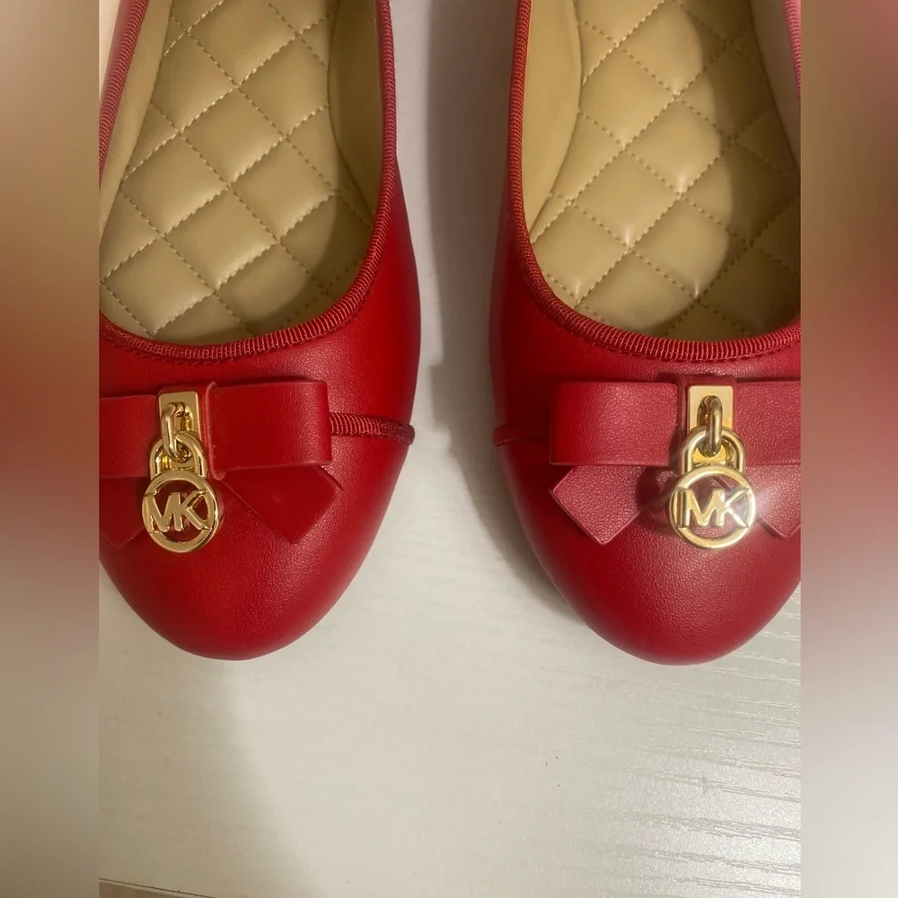 Michael Kors Cherry Red Flats with Gold Accent - Picture 3 of 10